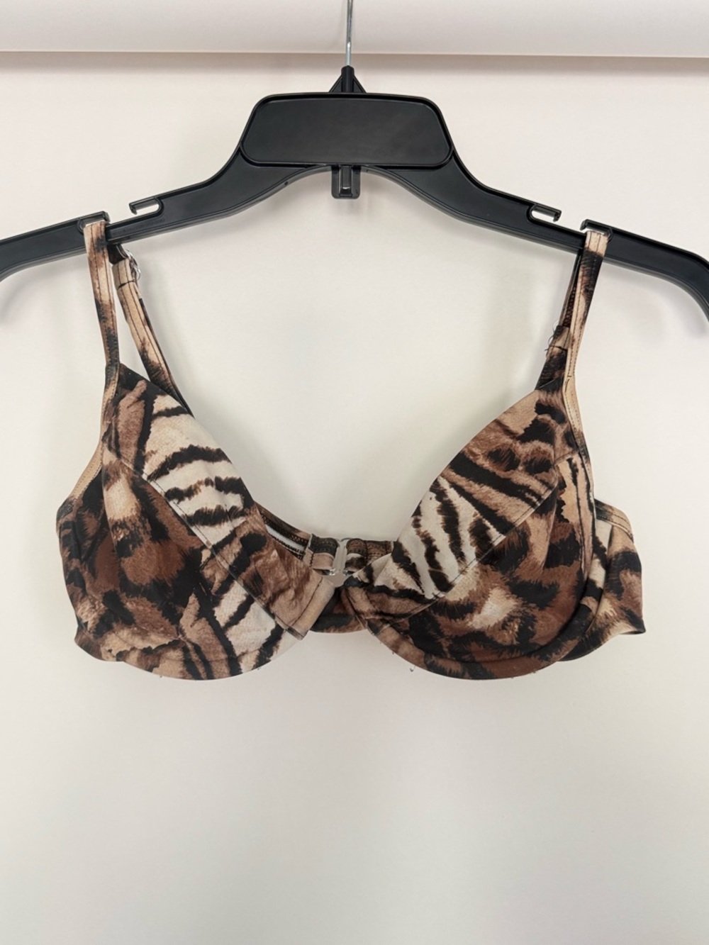 Vintage Underwire Animal Print Swimsuit Bra Top